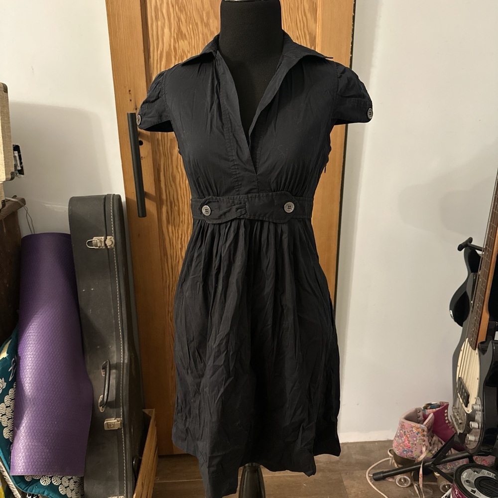 BCBGMaxAzria Black Buttoned Mini Dress